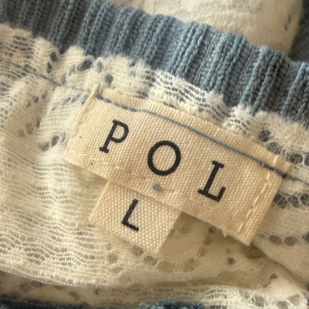 POL NWT Blue and White Lace Shirt Size L - Picture 8 of 9